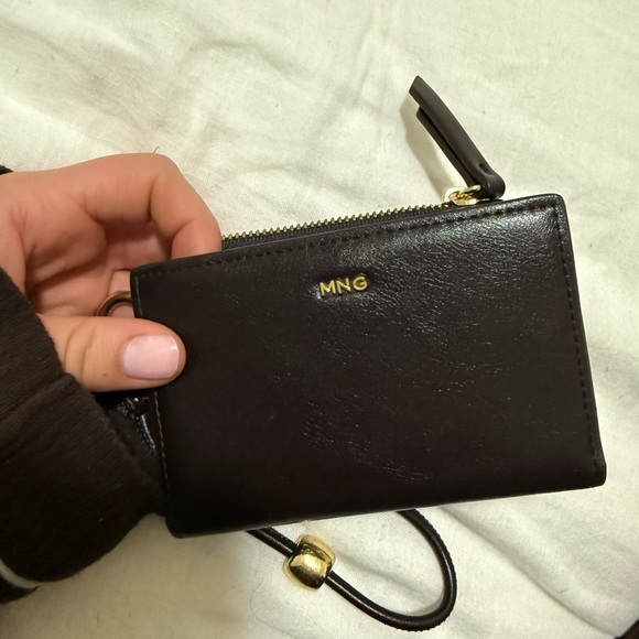 Mango Accessories - Mango Brown Leather Card & Key Holder with Gold Accents